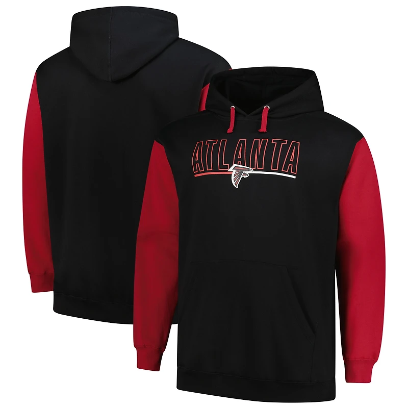 Men's Fanatics Black Atlanta Falcons Big & Tall Outline Pullover Hoodie