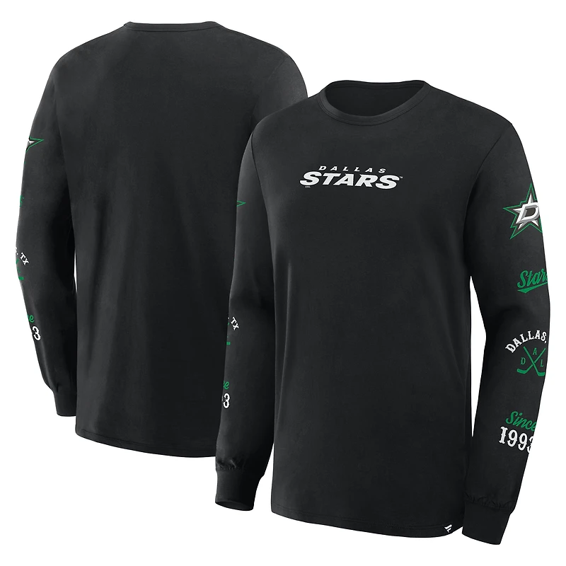 Men's Fanatics Black Dallas Stars Boxed In Legacy Long Sleeve T-Shirt