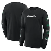 Men's Fanatics Black Dallas Stars Boxed In Legacy Long Sleeve T-Shirt