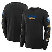 Men's Fanatics Black Buffalo Sabres Boxed In Legacy Long Sleeve T-Shirt