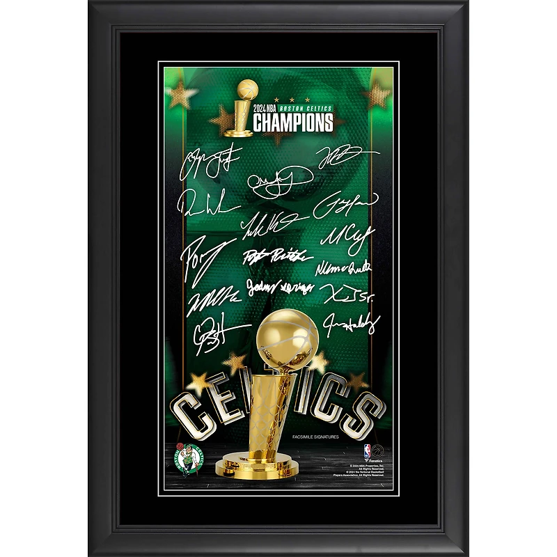 Boston Celtics 2024 NBA Finals Champions Framed 10" x 18" Collage with Facsimile Signatures