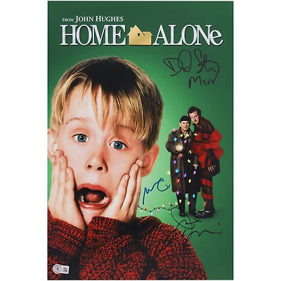 Joe Pesci, Macaulay Culkin & Daniel Stern Home Alone Autographed 11" x 17" Movie Poster with "Marv" Inscription