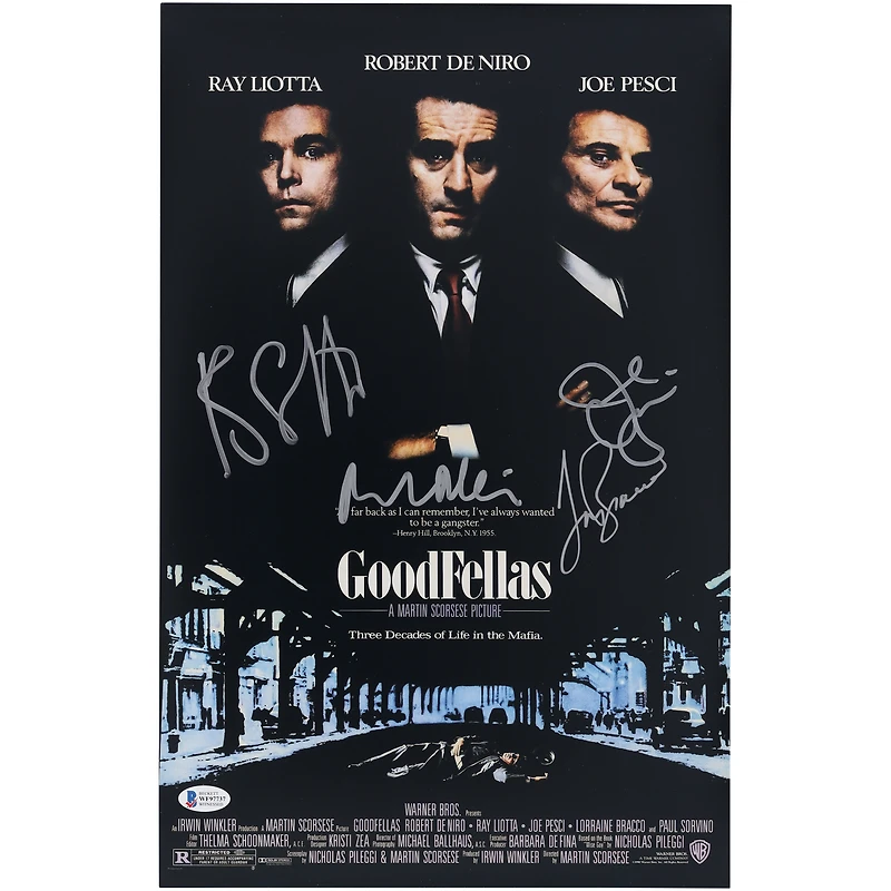 Robert De Niro, Joe Pesci, Ray Liotta & Lorraine Bracco Goodfellas Autographed 11" x 17" Movie Poster