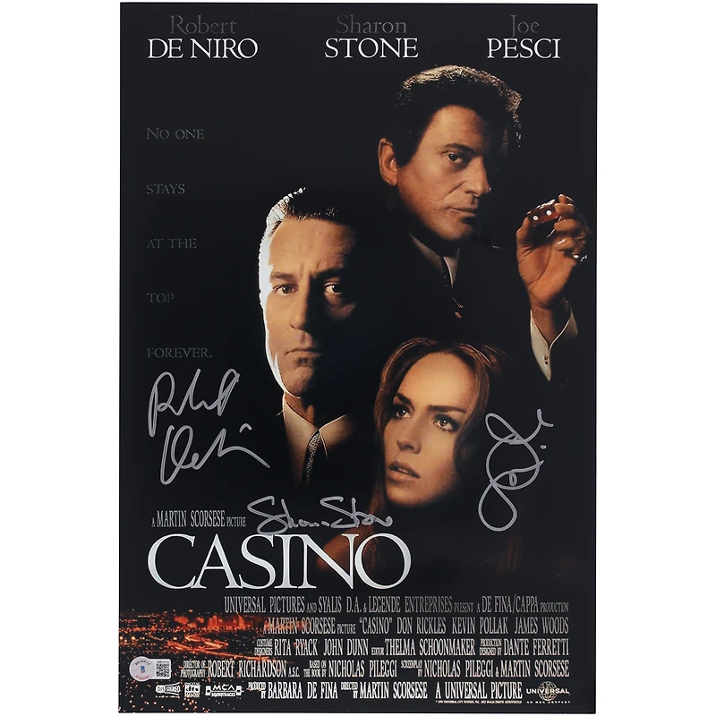 Robert De Niro, Joe Pesci & Sharon Stone Casino Autographed 11" x 17" Movie Poster