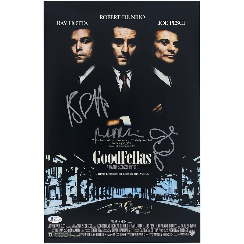 Robert De Niro, Joe Pesci & Ray Liotta Goodfellas Autographed 11" x 17" Movie Poster