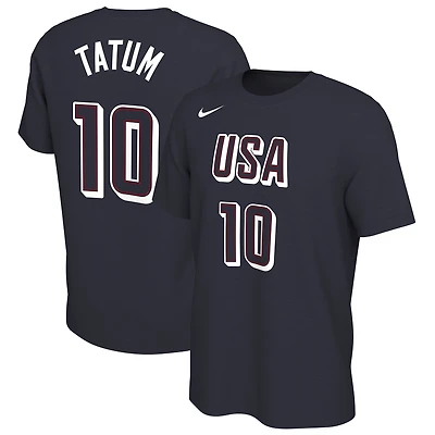 Men's Nike Jayson Tatum Navy USA Basketball 2024 Summer Olympics Name & Number T-Shirt
