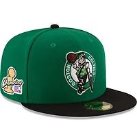 Men's New Era Kelly Green/Black Boston Celtics 2024 NBA Finals Champions Side Patch 59FIFTY Fitted Hat