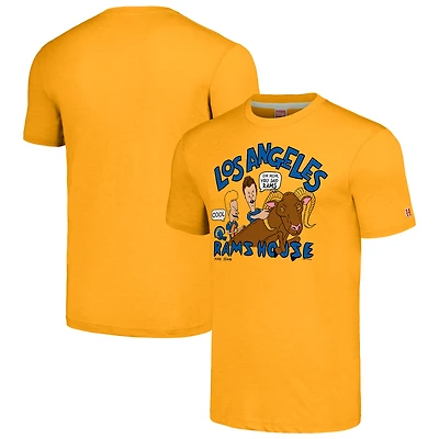 Unisex NFL x Homage x Beavis and Butt-Head Gold Los Angeles Rams Tri-Blend T-Shirt