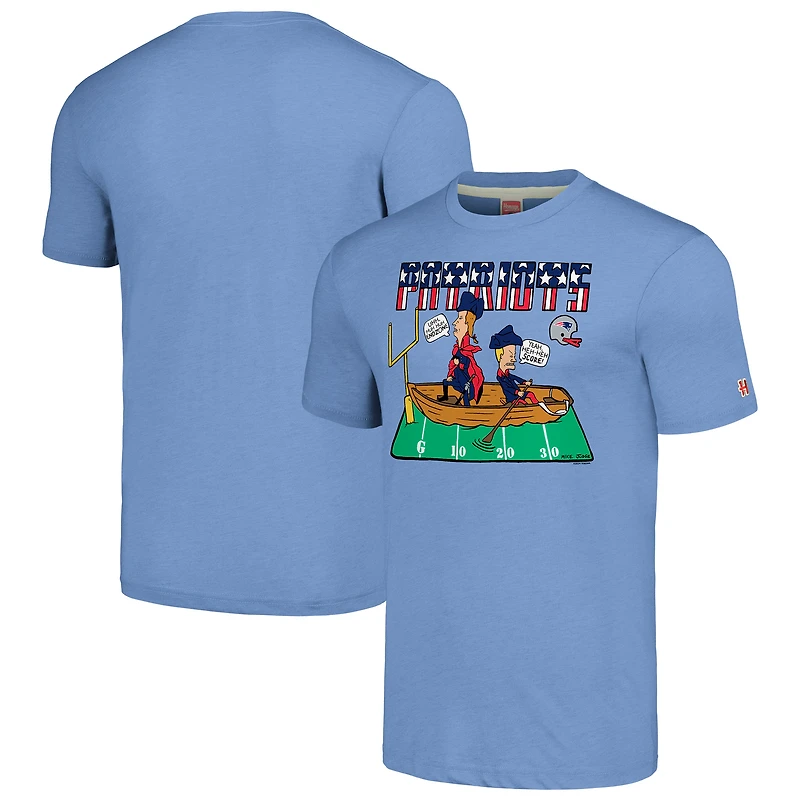 Unisex NFL x Homage x Beavis and Butt-Head Light Blue New England Patriots Tri-Blend T-Shirt