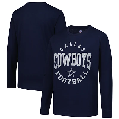Youth Navy Dallas Cowboys Around The Block Long Sleeve T-Shirt
