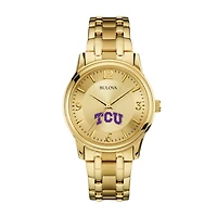 Men's Bulova TCU Horned Frogs Gold-Tone Watch