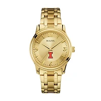 Men's Bulova Illinois Fighting Illini Gold-Tone Watch