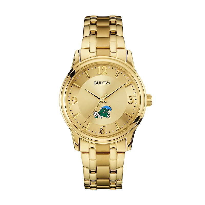 Men's Bulova Tulane Green Wave Gold-Tone Watch
