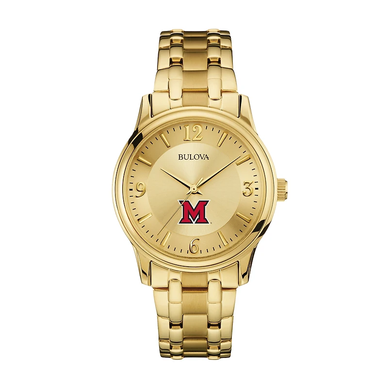 Men's Bulova Miami University RedHawks Gold-Tone Watch