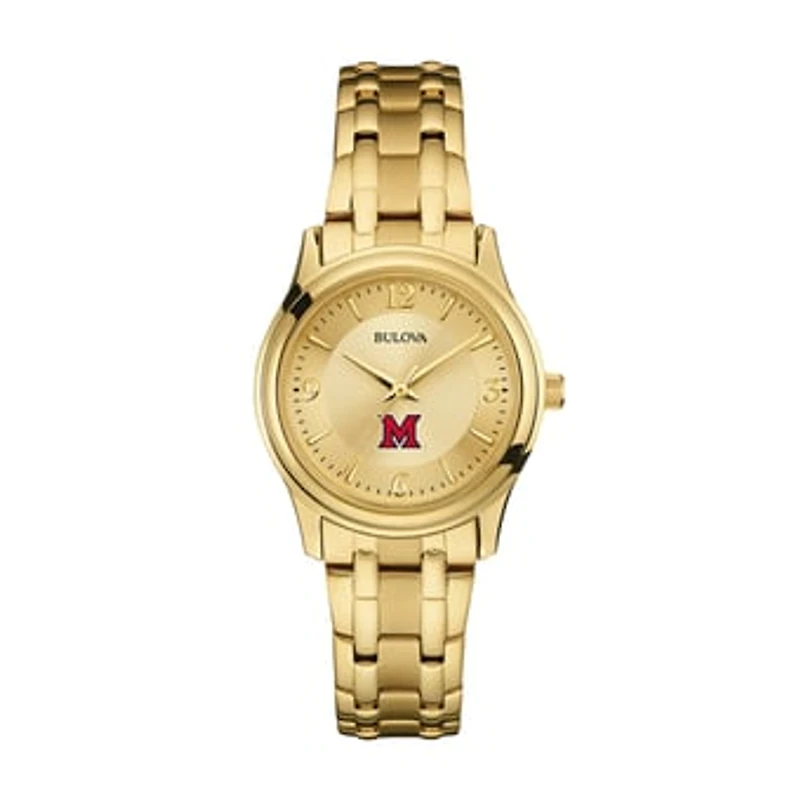 Women's Bulova Miami University RedHawks Gold-Tone Watch