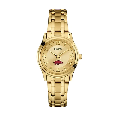 Women's Bulova Arkansas Razorbacks Gold-Tone Watch