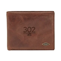 Fossil Delaware Fightin' Blue Hens Ryan Leather RFID Flip ID Bifold Wallet