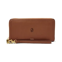 Fossil SUNY Geneseo Knights Logan Leather RFID Zip-Around Clutch Wallet