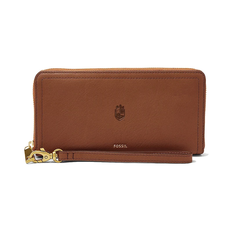 Fossil SUNY Geneseo Knights Logan Leather RFID Zip-Around Clutch Wallet