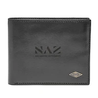 Fossil Nazareth University Golden Flyers Ryan Leather RFID Flip ID Bifold Wallet