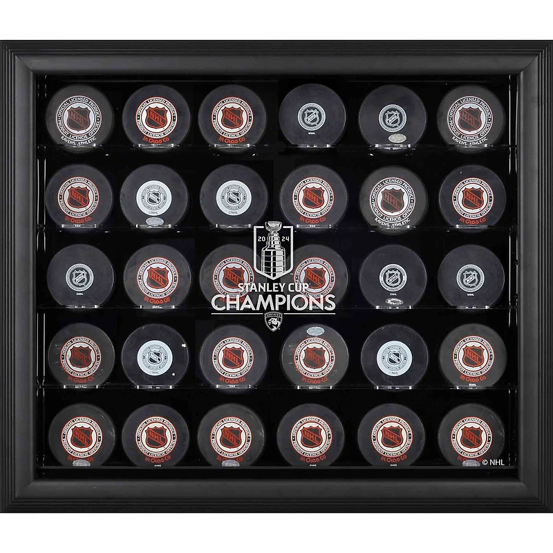Florida Panthers 2024 Stanley Cup Champions Black Framed 30-Puck Logo Display Case