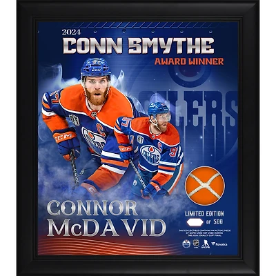 Connor McDavid Edmonton Oilers  2024 Conn Smythe Trophy Winner Framed 15" x 17" Conn Smythe Collage with a Piece of Game-Used Net from the 2024 Stanley Cup Final - Limited Edition of 500