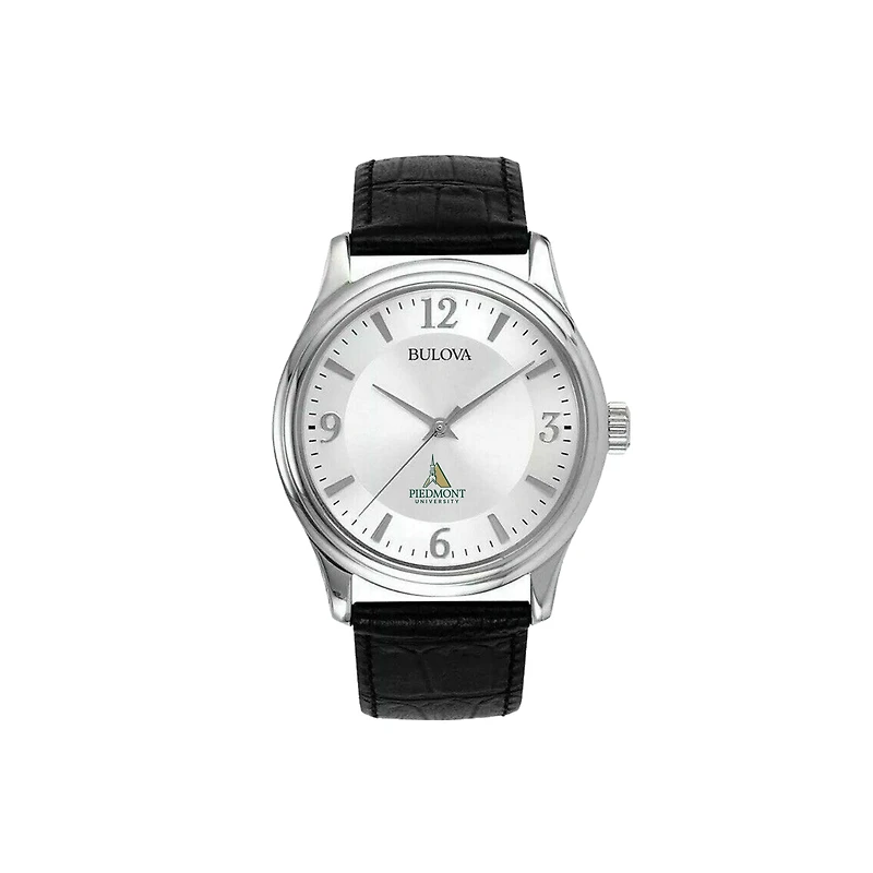 Men's Bulova Piedmont Lions Silver-Tone Leather Strap Watch