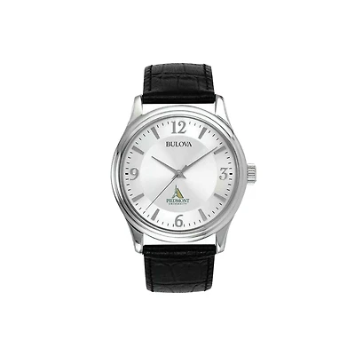 Men's Bulova Piedmont Lions Silver-Tone Leather Strap Watch