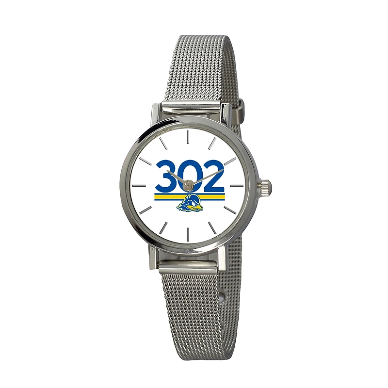 Women's  Silver Delaware Fightin' Blue Hens Plexus Stainless Steel Watch