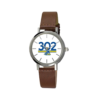 Women's  Brown Delaware Fightin' Blue Hens Plexus Leather Watch