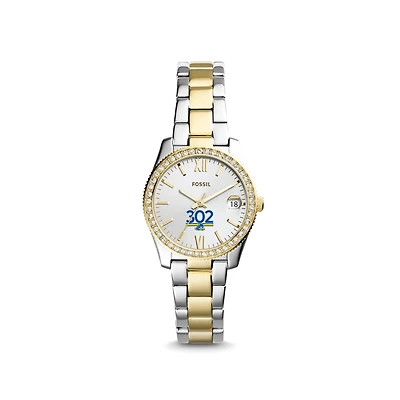 Women's Fossil Silver/Gold Delaware Fightin' Blue Hens Scarlette Mini Two-Tone Stainless Steel Watch
