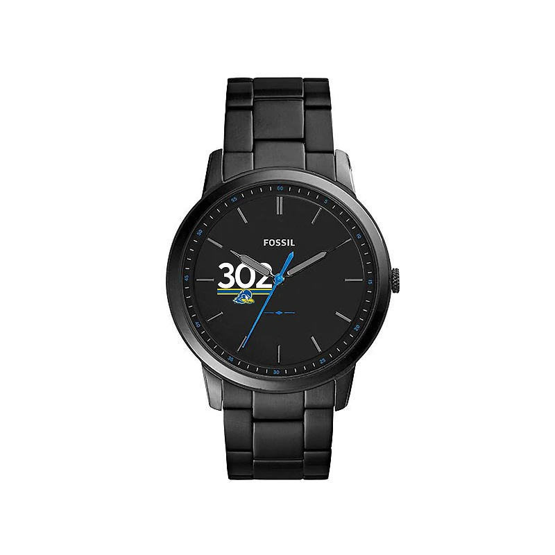 Men's Fossil Black Delaware Fightin' Blue Hens Minimalist Stainless Steel Watch