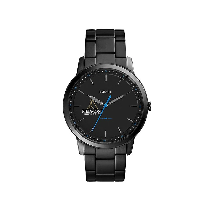 Men's Fossil Black Piedmont Lions Minimalist Stainless Steel Watch