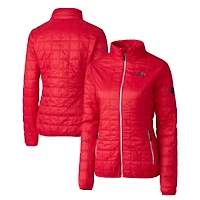 Women's Cutter & Buck Red New York Jets Americana  Rainier PrimaLoft Eco Insulated Full-Zip Printed Puffer Jacket