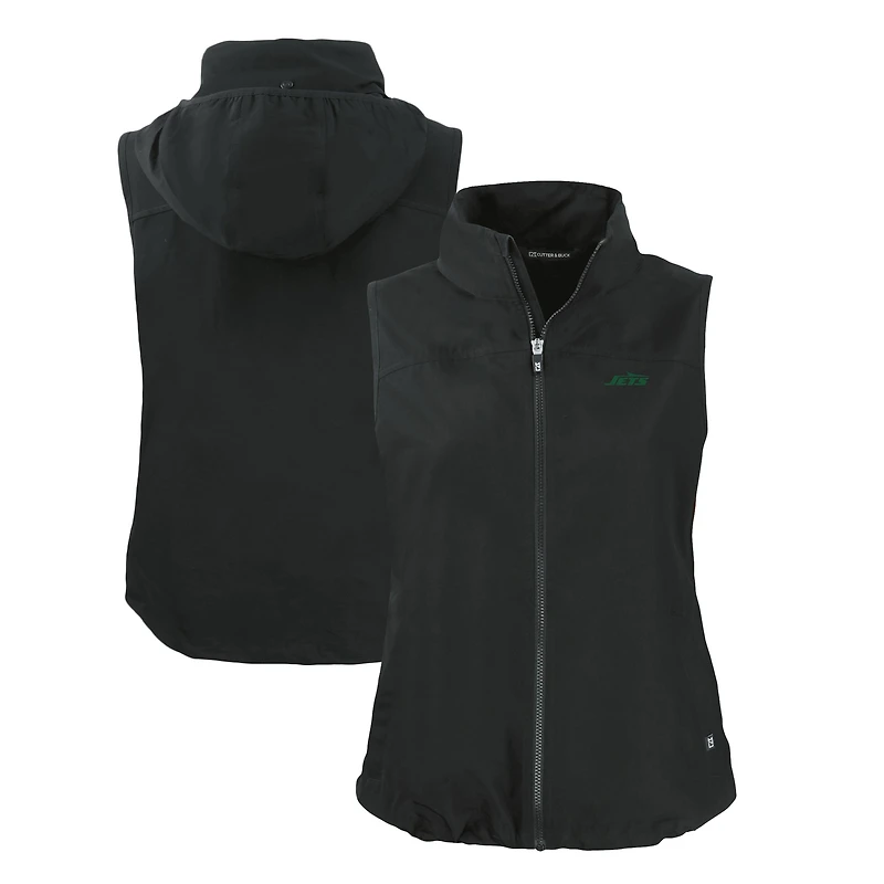 Women's Cutter & Buck Black New York Jets Logo Eco Recycled Full-Zip Vest