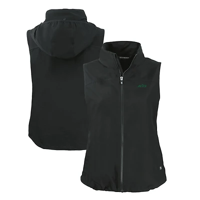 Women's Cutter & Buck Black New York Jets Logo Eco Recycled Full-Zip Vest