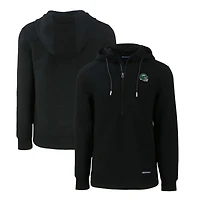 Men's Cutter & Buck Black New York Jets Helmet Roam Eco Recycled Half-Zip Hoodie