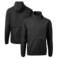 Men's Cutter & Buck  Black New York Jets Primary Logo Charter Eco Recycled Half-Zip Anorak Jacket