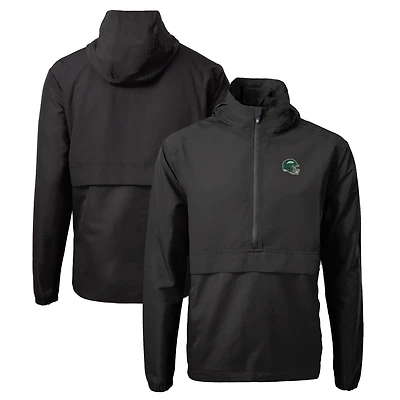 Men's Cutter & Buck  Black New York Jets Helmet Charter Eco Recycled Half-Zip Anorak Jacket
