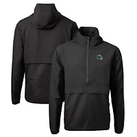 Men's Cutter & Buck  Black New York Jets Helmet Charter Eco Recycled Half-Zip Anorak Jacket