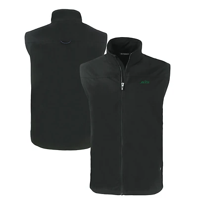 Men's Cutter & Buck Black New York Jets Logo Eco Recycled Full-Zip Vest