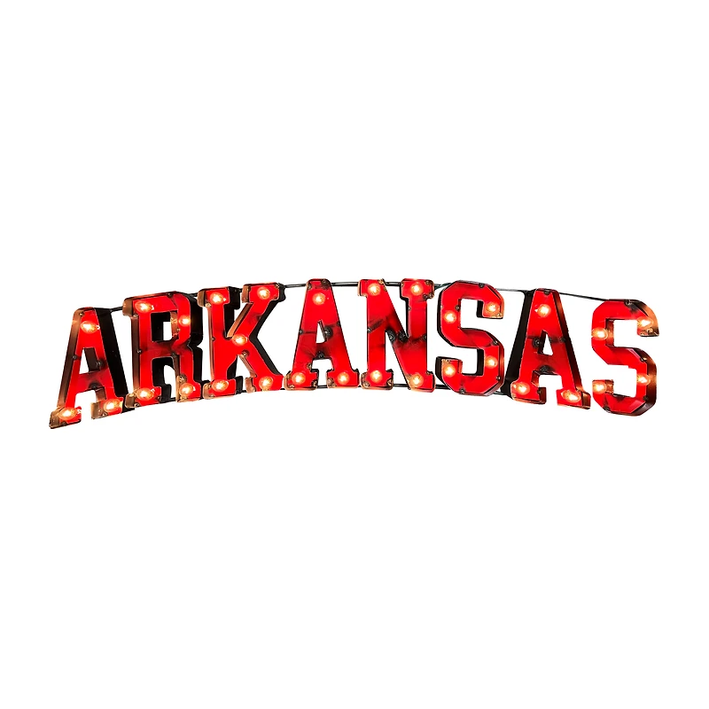 Imperial Arkansas Razorbacks Logo Lighted Recycled Metal Sign