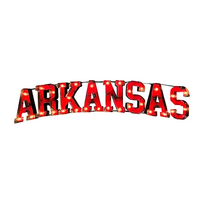 Imperial Arkansas Razorbacks Logo Lighted Recycled Metal Sign