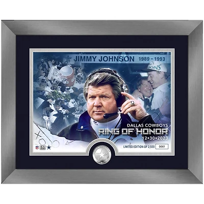 Highland Mint Jimmy Johnson Dallas Cowboys Ring of Honor 13" x 16" Silver Coin Photo Mint
