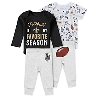 Newborn & Infant WEAR by Erin Andrews New Orleans Saints Three-Piece Turn Me Around Bodysuits & Pant Set