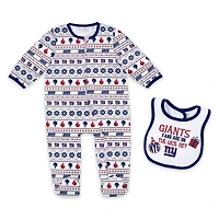 Newborn & Infant WEAR by Erin Andrews New York Giants Allover Print Full-Zip Sleeper & Bib Set