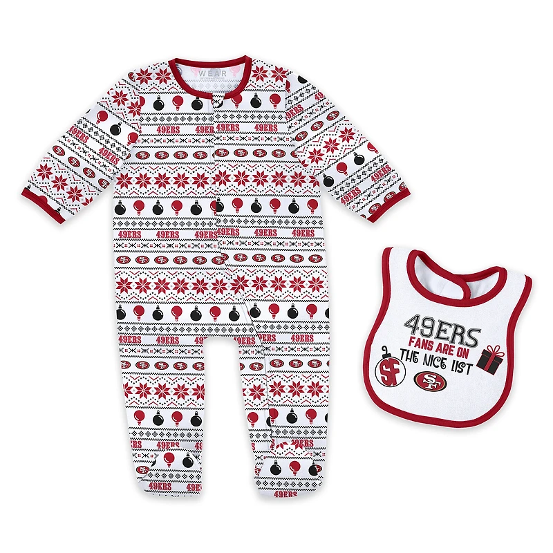 Newborn & Infant WEAR by Erin Andrews San Francisco 49ers Allover Print Full-Zip Sleeper & Bib Set