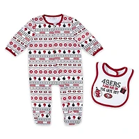 Newborn & Infant WEAR by Erin Andrews San Francisco 49ers Allover Print Full-Zip Sleeper & Bib Set