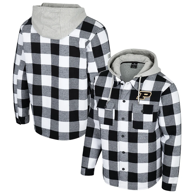 Men's Colosseum Black/White Purdue Boilermakers Buffalo Plaid Full-Zip Jacket