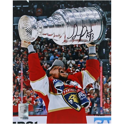 Sam Reinhart Florida Panthers Autographed 2024 Stanley Cup Champions 8" x 10" Raising Cup Photograph